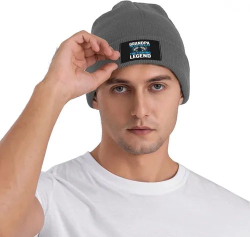 Vista 5 de LIFANGMI Grandpa The Man The Myth The Fishing Legend Beanie Hat for Men Women Soft Cozy Skull Cap Winter Warm Knit Hats