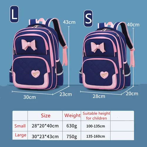Vista 28 de Juego de 2 mochilas escolares con lazos para niñas y estudiantes, diseño de princesa para escuela primaria, 2pcs Negro-s, 2Pcs BagSet S