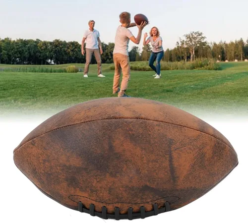 Vista 3 de GOTOTOP Entrenamiento Fútbol Tamaño 9 Rugby Pelota PU Agarre Cómodo Diseño Vintage Fútbol Deportivo para Partido de Juego