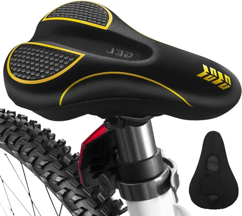 Vista 7 de Cojín de asiento de bicicleta – Funda de asiento de bicicleta de gel acolchada para hombres y mujeres, cómodo sillín de bicicleta suave compatible