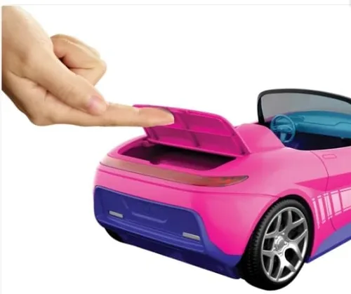 Vista 4 de Hot Wheels Coche convertible Barbie con control remoto con 2 muñecas