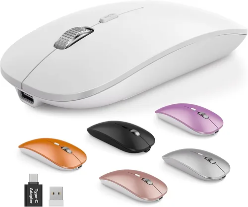 Vista 10 de SABLUTE M31 - Mouse Bluetooth para MacBook Pro/Air, iPad, mouse inalámbrico recargable de tres modos para 3 dispositivos (BT 5.2 + 2.4G), elegante