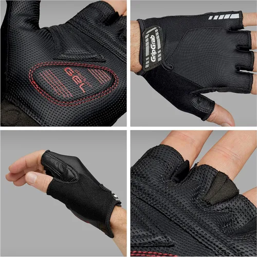 Vista 3 de GripGrab ProGel - Guantes acolchados de medio dedo para ciclismo de verano, guantes de ciclismo para hombres, guantes de ciclismo sin dedos