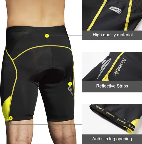 Vista 4 de Santic Pantalones cortos de ciclismo acolchados para hombre, pantalones de ciclismo para ciclismo, ropa de ciclismo