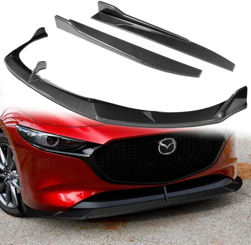 Vista 10 de Q1-TECH, 5 piezas de borde delantero + falda lateral Rocker Winglet Canard difusor ala compatible con Mazda 3 Hatchback 2019-2026 / modelo 5DR