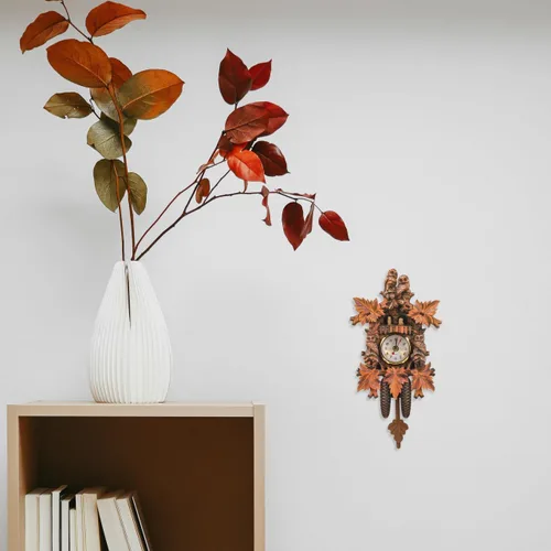 Vista 5 de HOMSFOU - Reloj de pared de péndulo de cuco para dormitorio, sala de estar y oficina, decorativo, colgante para el hogar, reloj D Cor 9.56 x 4.92 x