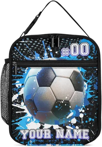 Vista 17 de Fiambrera de fútbol – Bolsa de almuerzo de fútbol reutilizable para mujeres, hombres y niños – Pequeña lonchera portátil plegable aislada