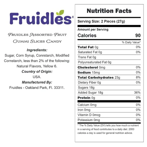 Vista 2 de Fruidles Surtido de caramelos de goma de fruta, deliciosas gomitas de sabores de frutas recubiertas de azúcar (1 libra)