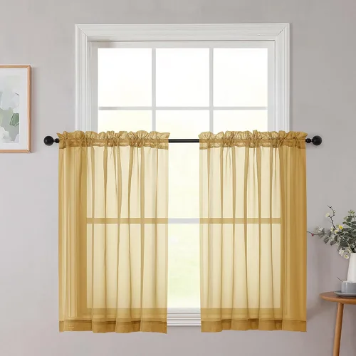 Vista 189 de 2 paneles de cortinas traslúcidas blancas para dormitorio, sala de estar, 96 pulgadas de largo, modernas, suaves, ligeras, con bolsillo para barra