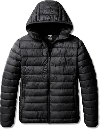 Vista 8 de TSLA - Chaqueta acolchada, ligera y plegable para hombre, ideal para invierno, impermeable