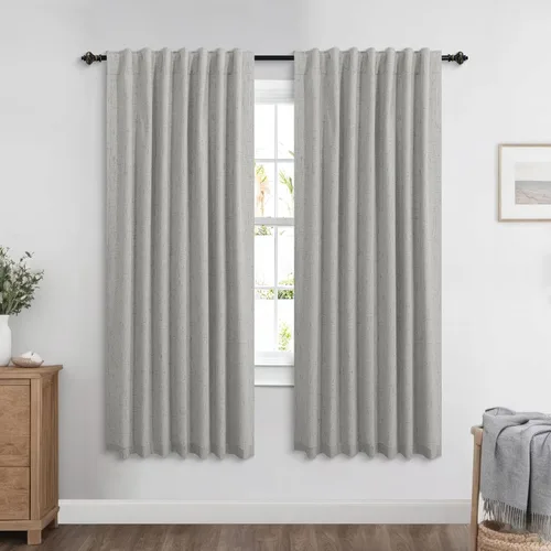 Vista 102 de KOUFALL - Cortinas de medio estilo francés de lino para ventana, juego de 2 cortinas cortas de 40 pulgadas de longitud, para privacidad, cortinas