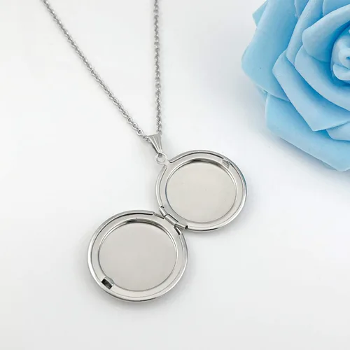 Vista 4 de Collar redondo con medallón que sostiene imágenes de forma de corazón medallones en forma de círculo regalo para joyas de niña Esmalte