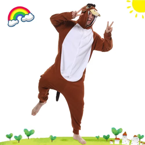 Vista 7 de dressfan - Pijama para disfraz de burro, unisex, color marrón