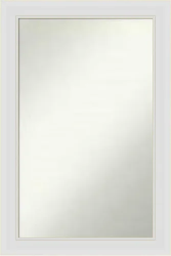 Vista 145 de Amanti Art Espejo de baño blanco para sobre el fregadero, 24 x 26 pulgadas, espejo rectangular blanco y blanco, marco de madera contemporáneo