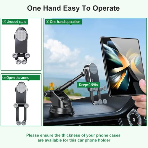 Vista 3 de Z Fold 4 - Soporte de automóvil para ventana de parabrisas de salpicadero, aluminio 2 modos para Samsung Galaxy Z Fold 6 5 4 3 2 Accesorios y iPhone