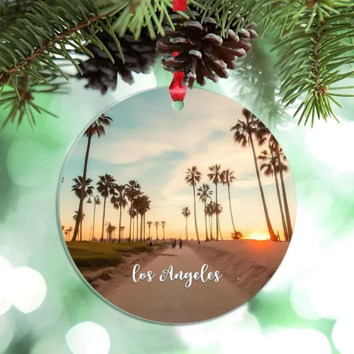 Vista 35 de Florida USA - Adornos de Navidad acrílicos de Miami, paisaje urbano, decoraciones de Navidad para árbol de viaje, recuerdo, adornos de Navidad
