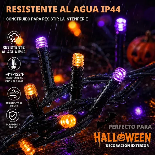 Vista 5 de Dazzle Bright - Guirnalda de luces para Halloween, 300 LED, 100 pies, 8 modos de iluminación, decoraciones para carnaval, jardín, exteriores y patio