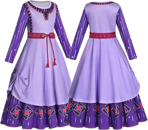 Vista 3 de VALOZENC Wish Asha - Disfraz de princesa para niñas, disfraz de cosplay, Halloween, Navidad