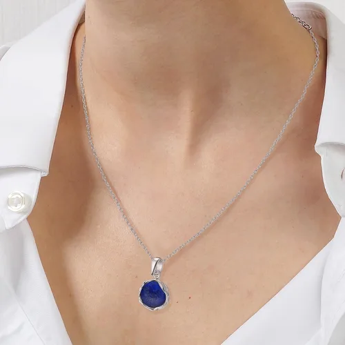 Vista 27 de 925 Sterling Silver Gemstone Necklace Women - Gemstone Pendant Necklace Silver- Birthstone Necklace - Silver Jewelry for Women- Minimalist Jewelry