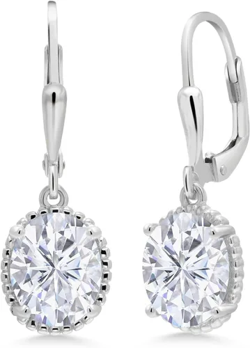 Vista 37 de Gem Stone King Aretes colgantes de gota para mujer, plata de ley 925, piedra natal ovalada de 0.354 x 0.276 in, joyería fina, regalos para ella