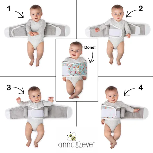 Vista 8 de Banda Anna & Eve para envolver brazos de bebé, S, Agua (Aqua) 100% Cotton, Comfortable and Secure, No Overheating, Original Arms Only, Adjustable
