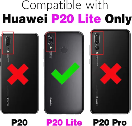 Vista 2 de Asuwish Funda para teléfono Huawei P20 Lite con protector de pantalla de vidrio templado y soporte delgado, híbrida, resistente, funda protectora