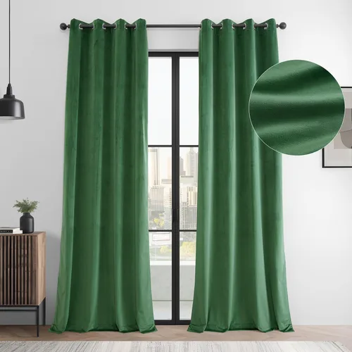 Vista 14 de HPD Half Price Drapes Juego de 2 paneles de cortinas básicas de terciopelo para oscurecer la habitación, cortinas con ojales de 96 pulgadas