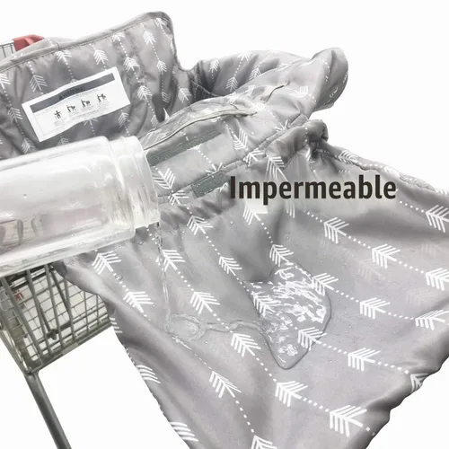 Vista 5 de Funda impermeable 2 en 1 para asiento de carrito de comestibles y funda para silla alta (flecha gris)