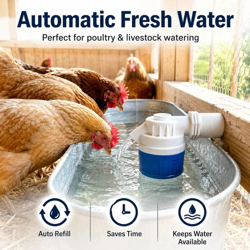 Vista 6 de Válvula de flotador de agua automática roscada NPT de 1 pulgada, válvula de control automático de nivel de agua de PVC resistente para canal de agua