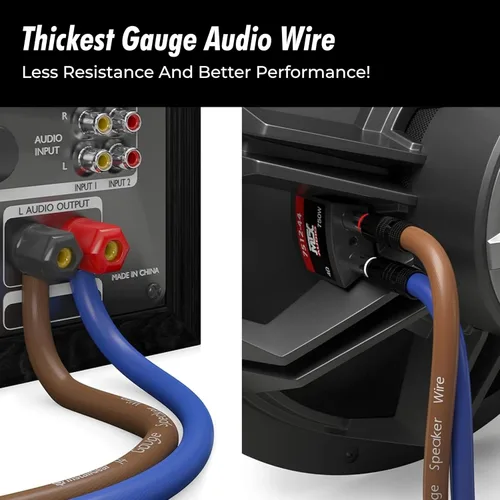 Vista 4 de Cable de altavoz de calibre 14, cable de 100 pies, 14 AWG Azul