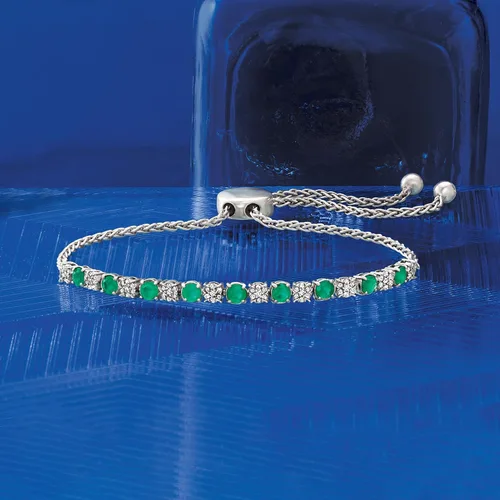 Vista 4 de Ross-Simons Pulsera bolo de diamantes de 1,20 quilates en plata de ley, Piedra preciosa, multi