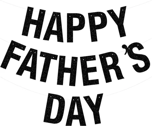 Vista 18 de Pancarta dorada con texto en inglés «Happy Father's Day» para el Día del Padre, decoración de fiesta del padre, guirnalda de fondo para el día
