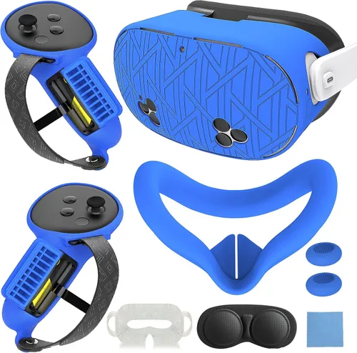 Vista 12 de 7 in 1 Silicone Cover Set Compatible with Meta Quest 3S, VR Accessories for Oculus/Meta Quest 3S Skins and Wraps, Includes Controller Grips Cover