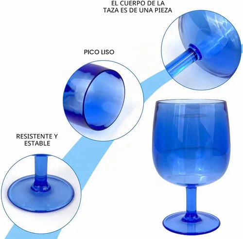 Vista 3 de Yalin Juego de 6 vasos apilables irrompibles de plástico acrílico para vino y agua de 12 onzas (azul, 12 onzas)