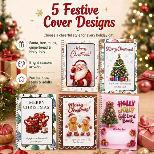 Vista 2 de Christmas Gift Card Book Spiral Bound Holder, 10 Pages，3PCS-A