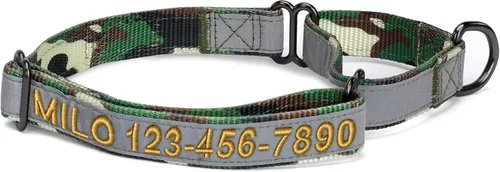 Vista 17 de Pawtitas Collar de perro Martingala personalizado reflectante reflectante bordado nombre personalizado número de teléfono ajustable para cachorros
