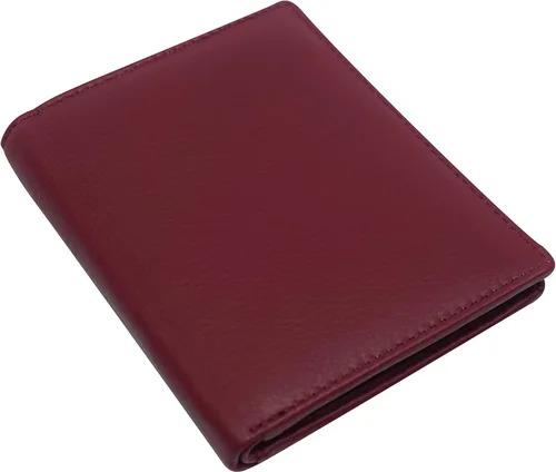 Vista 2 de Cartera de piel de cordero premium con bloqueo RFID, plegable, hipster, para tarjetas de crédito, CN Borgoña, Plegable