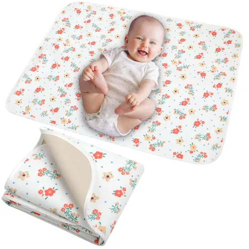 Vista 12 de Cambiador de pañales para bebé, 19.7"x25.6" forros impermeables para cambiador con parte superior frontal de algodón 100% muselina y parte trasera