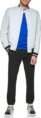 Vista 7 de Tommy Hilfiger Chaqueta bomber ligera Varsity de punto acanalado para hombre Verde militar