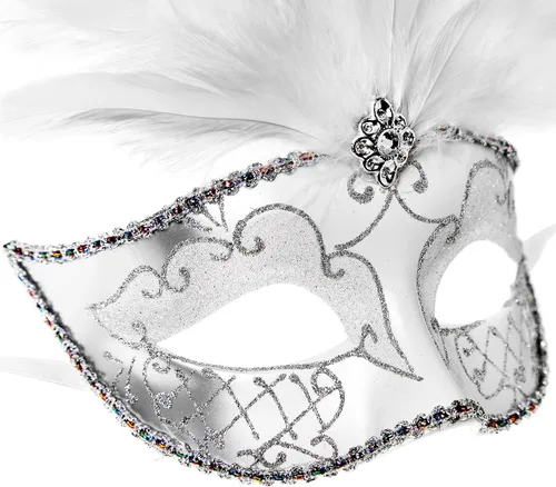 Vista 3 de ILOVEMASKS - Máscara de mascarada de plata de guerrero romano