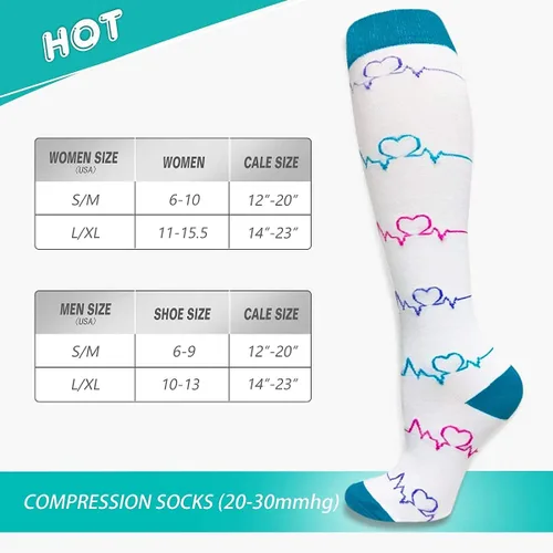 Vista 6 de 57 pares de calcetines de compresión de cobre para mujeres y hombres, circulación de 20-30 mmHg, el mejor apoyo para correr, atletismo, enfermería