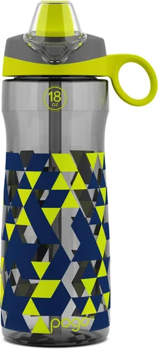 Vista 15 de Pogo Botella de agua de plástico Tritan sin BPA con tapa de popote suave, 18 onzas, azul