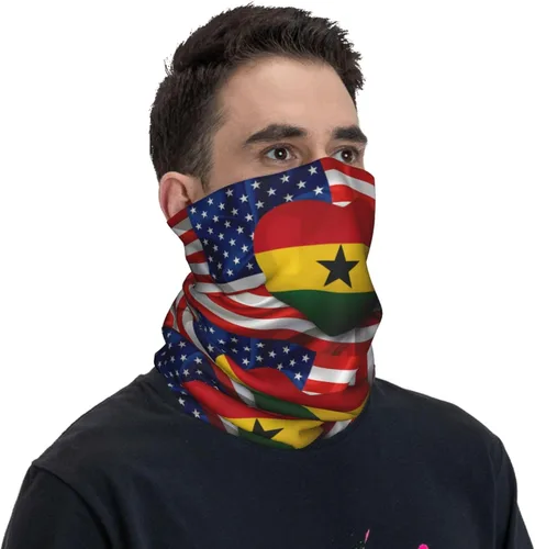 Vista 4 de Neck Gaiter Ghana Ghanaian American Flag USA Love Face Cover Scarf Uv Sun Protection Balaclava Head Mask for Men Women Fishing Mask Hiking Cycling