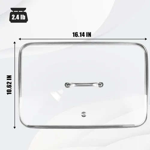 Vista 2 de Tapa de vidrio para plancha Vayepro de 17 pulgadas, accesorio transparente para olla, baño de vidrio, mantener caliente y evitar salpicaduras