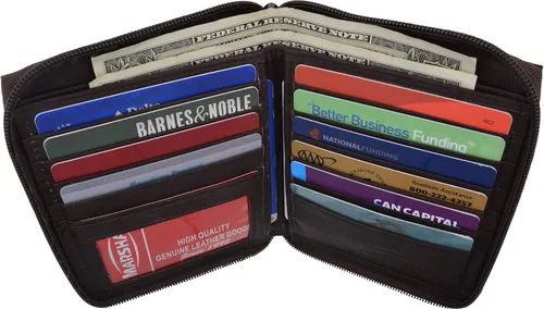 Vista 21 de Masrhal Wallet Billetera Hipster para hombre con cremallera y cremallera más