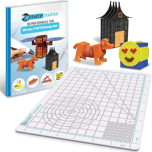 Vista 6 de 3Dmate Starter - Tapete transparente para bolígrafo 3D de 9 x 7 pulgadas, silicona flexible resistente al calor de dos caras, accesorios
