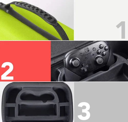 Vista 6 de Tienda Basics Hard Shell Travel and Storage Case for Nintendo Switch and Switch OLED- 12 x 48 x 9 Inches Neon Yellow