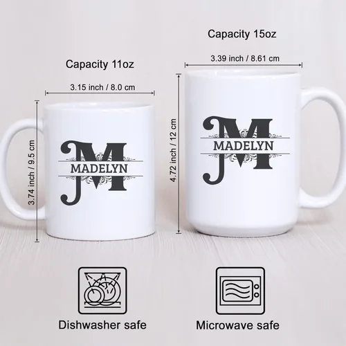Vista 4 de Taza de café inicial con nombre personalizado para mujeres y hombres, regalos con monograma, taza de café personalizada con letras iniciales