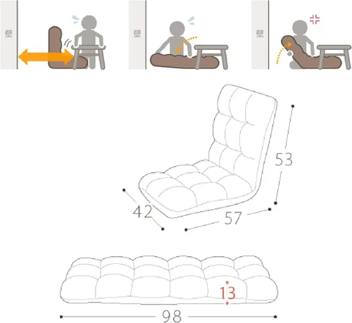 Vista 6 de Sillón de piso para interiores, sofá ajustable de suelo, sofá de burbujas perezosas para adolescentes y adultos, cojín acolchado cómodo silla