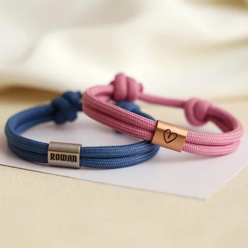 Vista 3 de Pulseras personalizadas para hombres y mujeres, pulseras de amistad, hechas a mano, pulseras a juego para hombres y mujeres, pulseras de cuerda